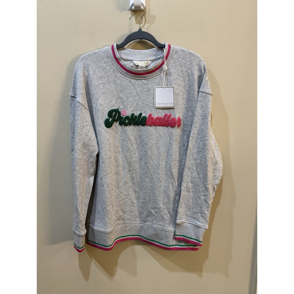 Shiraleah Pickleballer Sweatshirt Size L Pink Green Preppy Country Club - Picture 3 of 13